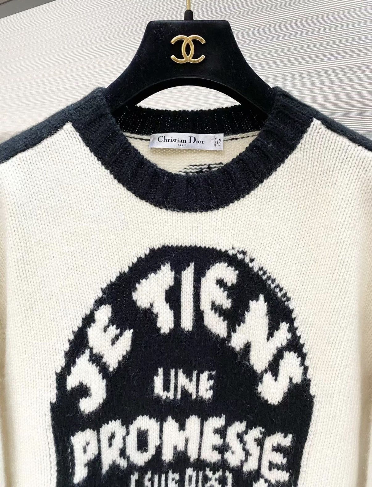 Dior Dior F38 Black & White Color Block Logo Sweater J33 Size XS / US 0-2 / IT 36-38 - 3 Thumbnail