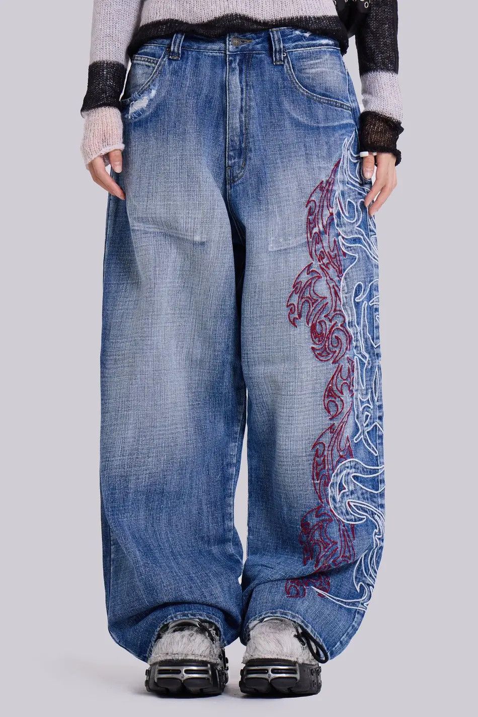Japanese Brand Retro loose wide leg y2k jeans Size US 32 / EU 48 - 4 Thumbnail