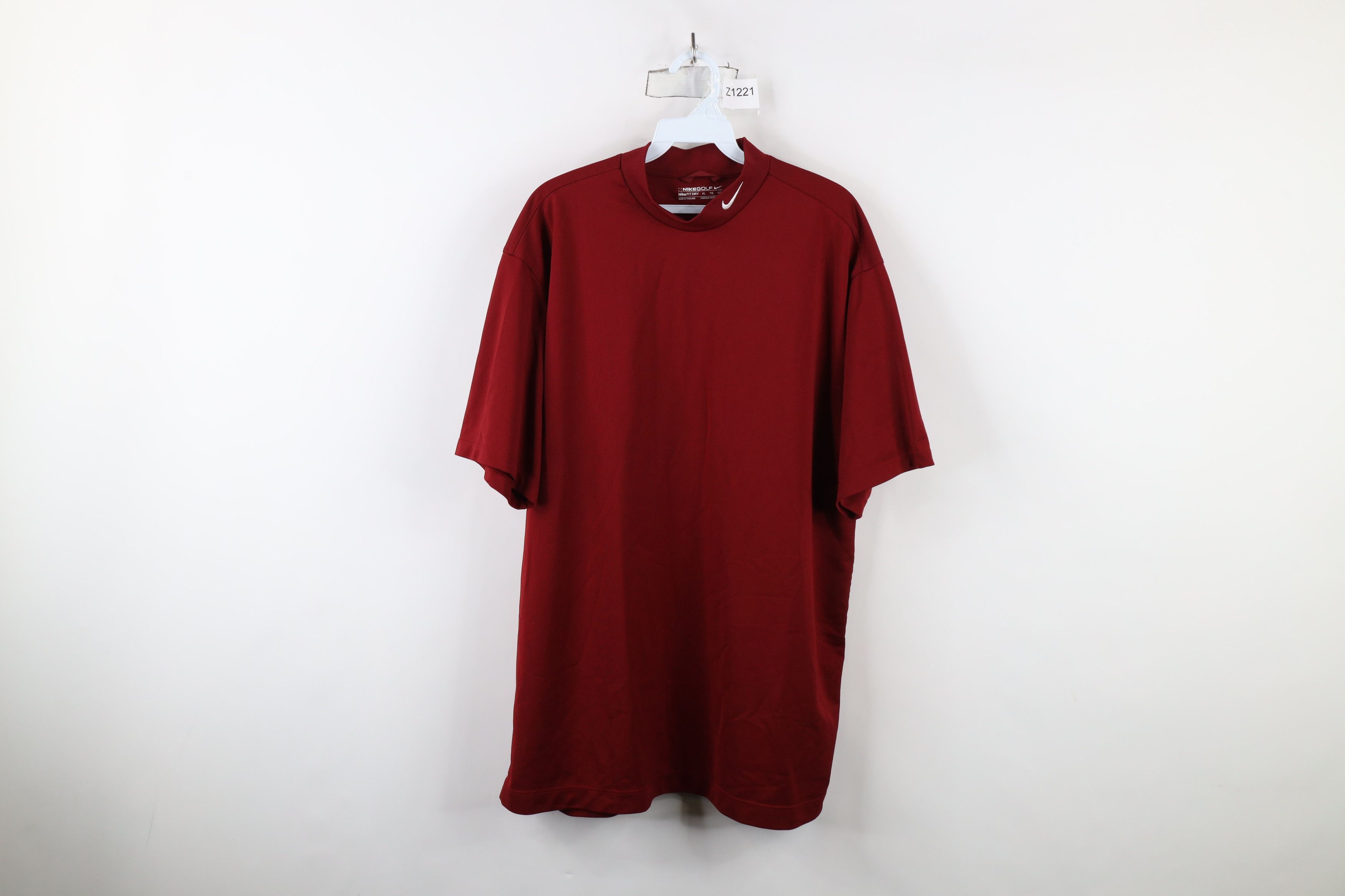 Nike × Vintage Vintage Nike Golf Mini Swoosh Short Sleeve Mock Neck T-Shirt Size US XL / EU 56 / 4 - 1 Thumbnail