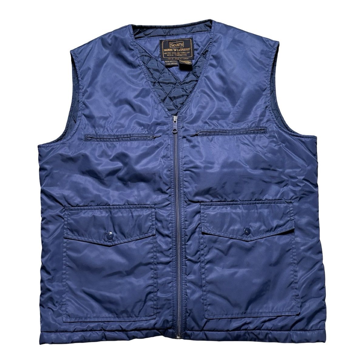 Sears Vintage Sears Work'N Leisure Navy Nylon Poly Vest Men's L Size US L / EU 52-54 / 3 - 1 Thumbnail