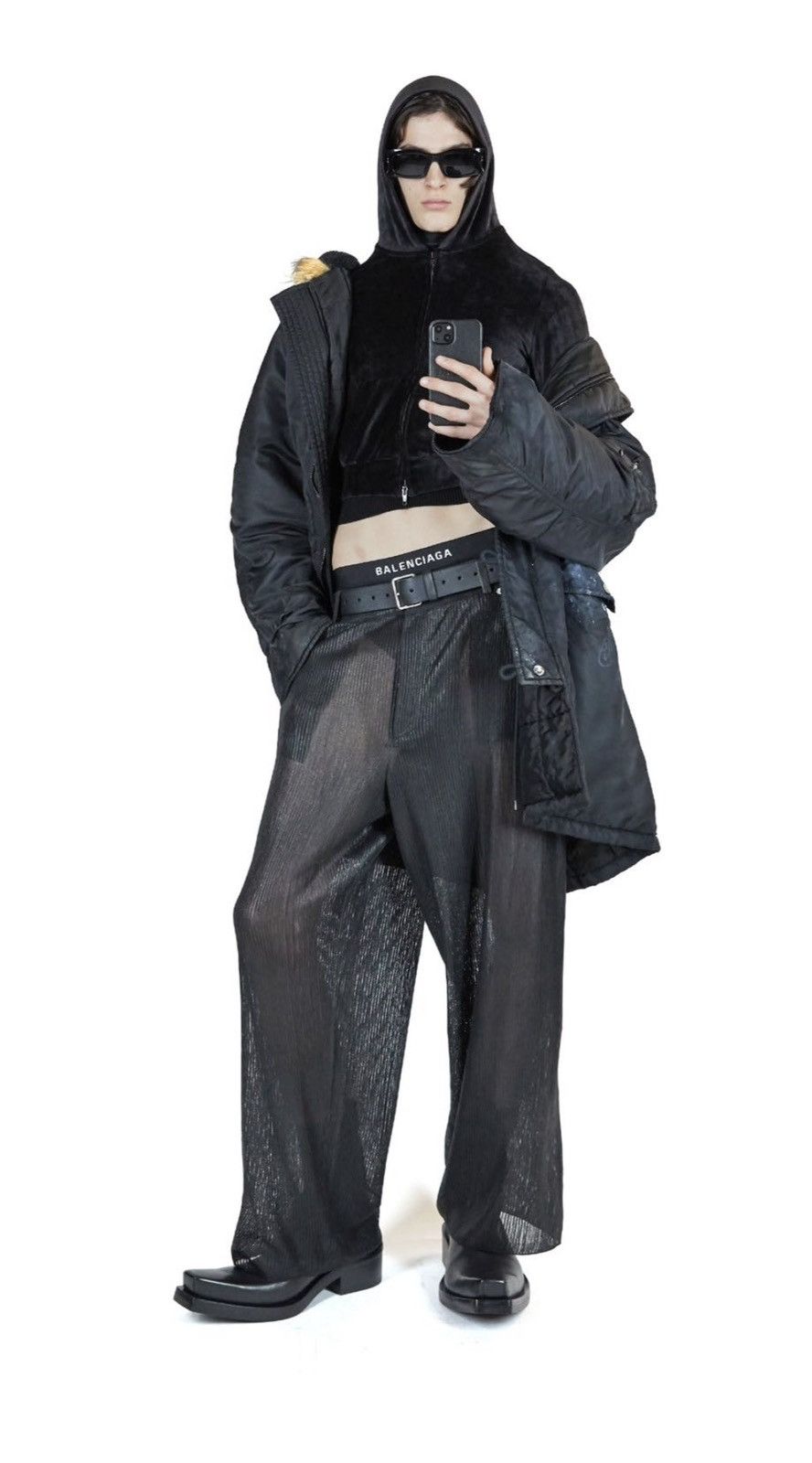 Balenciaga Fall 23 Rubberized Rib Knit Baggy Pant [S] Size US 30 / EU 46 - 2 Thumbnail
