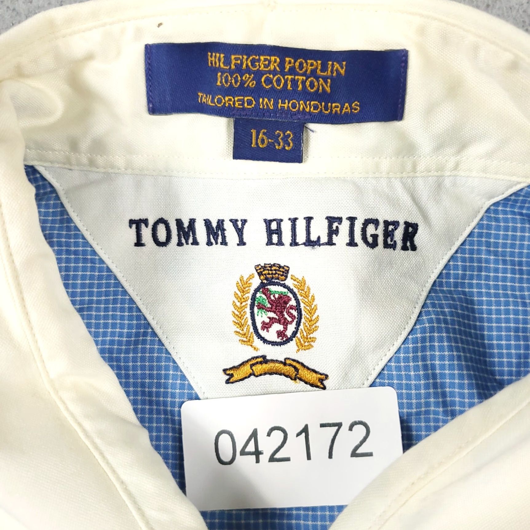 Tommy Hilfiger TOMMY HILFIGER Dress Shirt Mens 16 Blue Check Button-Up Long Sleeve Classic Preppy Size 42R - 6 Thumbnail