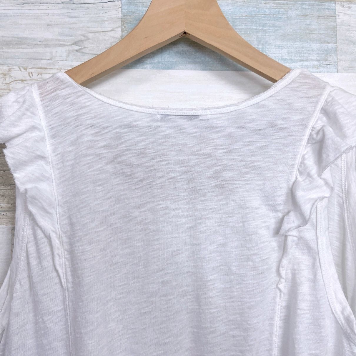 Michael Stars Michael Stars Ruffle Tank Top White Cotton Slub Womens OS Size ONE SIZE - 4 Thumbnail