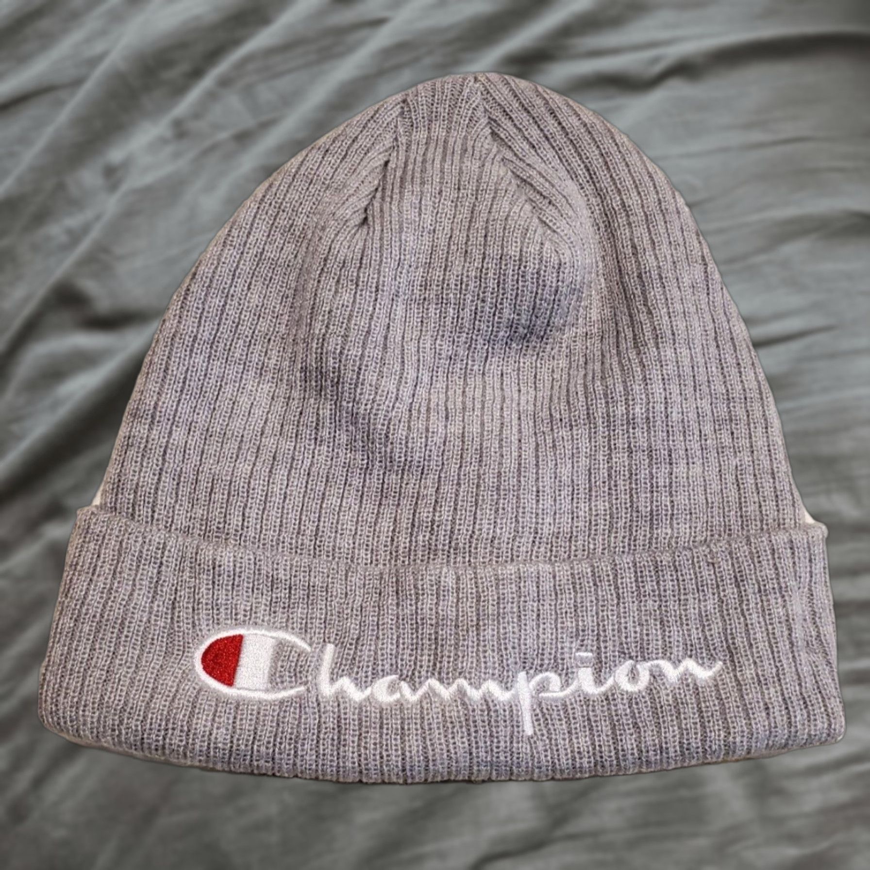 Champion Champion Mens Logo Cuffed Beanie Gray OS NWT Ribbed Acrylic Hat Accessories Size ONE SIZE - 1 Thumbnail
