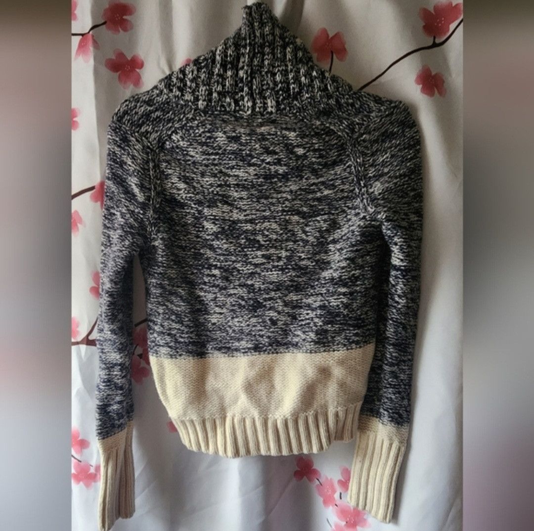 Gap Women's GAP Blue Heather Cream Cardigan Wool Sweater Size XS Size XS / US 0-2 / IT 36-38 - 2 Thumbnail
