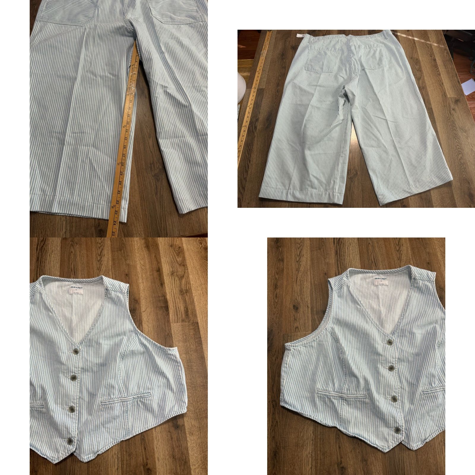 Old Navy VINTAGE Old Navy Outfit Womens 4X Blue White Striped Baggy Wide Leg Button Up Vest NWT Size XXL / US 16-18 / IT 52-54 - 9 Thumbnail