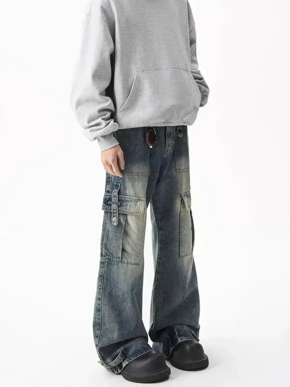 Japanese Brand Retro large pocket wide leg jeans Size US 32 / EU 48 - 1 Thumbnail