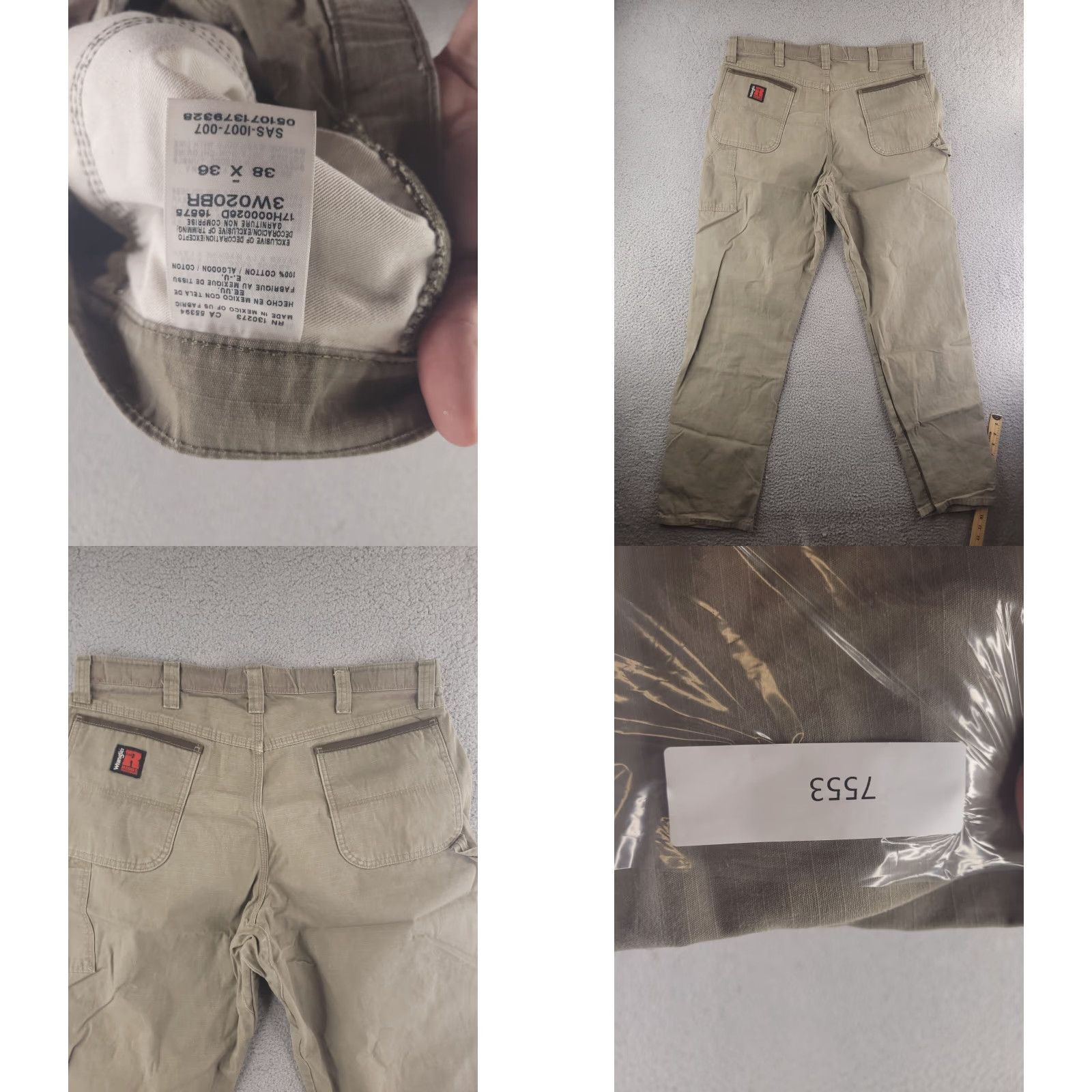 Wrangler Wrangler Riggs Mens Pants 38x35 Brown Workwear Ripstop Carpenter Distressed Size US 38 / EU 54 - 9 Thumbnail