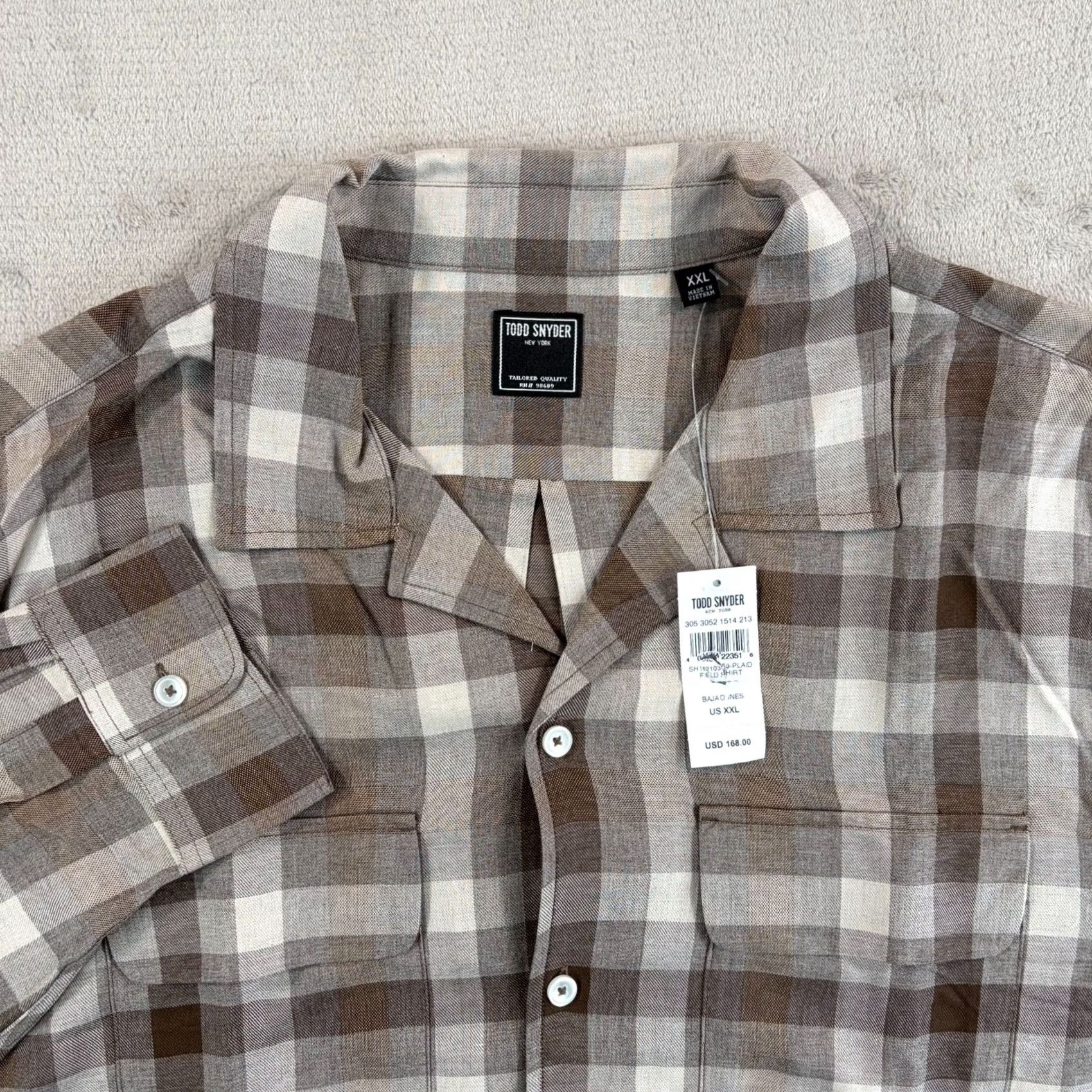 Todd Snyder Todd Snyder Rayon Plaid Field Shirt Men 2XL Classic Fit NWT Brown Veco/Viscose Button-Up Collar Shirt Size US XXL / EU 58 / 5 - 3 Thumbnail