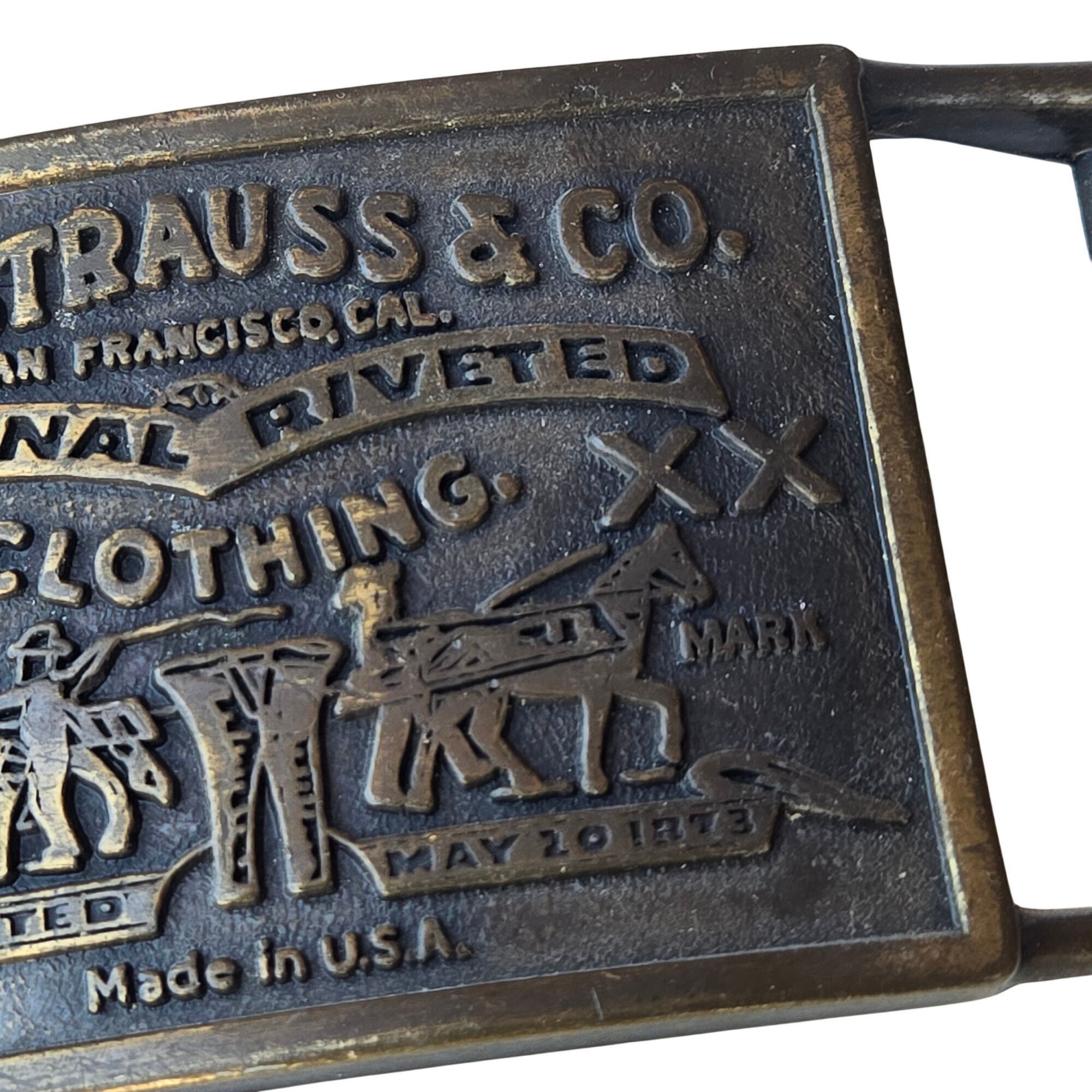Other Levi Jeans Belt Buckle Two Horse Levis Strauss Brand Vintage Size ONE SIZE - 5 Thumbnail