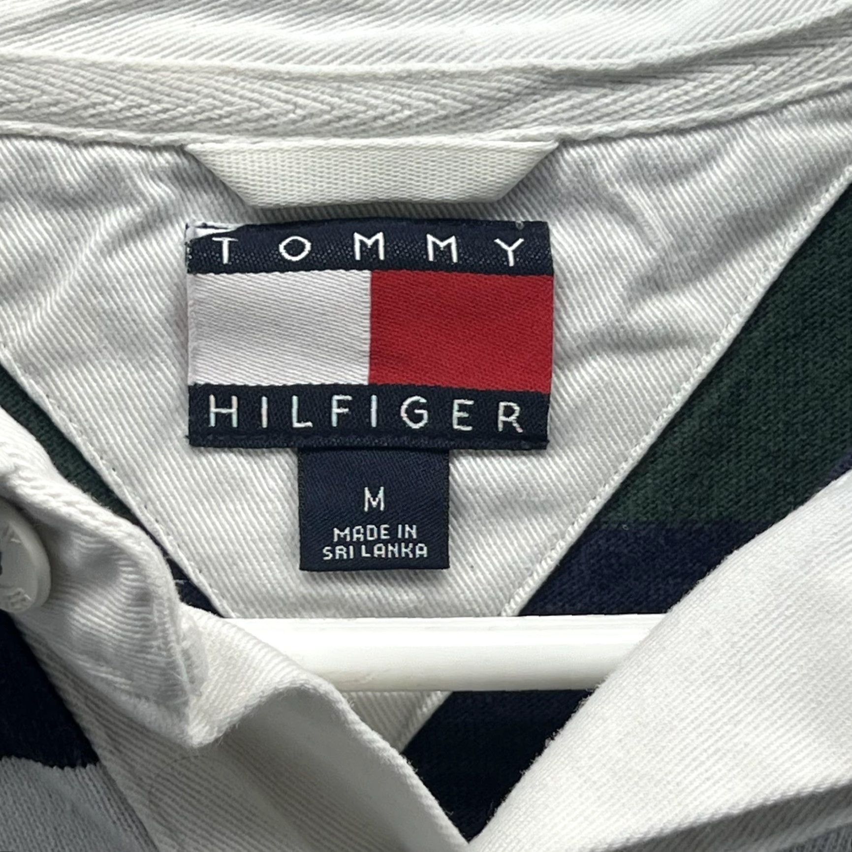 Tommy Hilfiger Tommy Hilfiger Rugby Shirt Mens M Green Navy Stripe Bleach Stained Flawed Polo Knit Long Sleeve Casual Shirt Mens Size US M / EU 48-50 / 2 - 5 Thumbnail