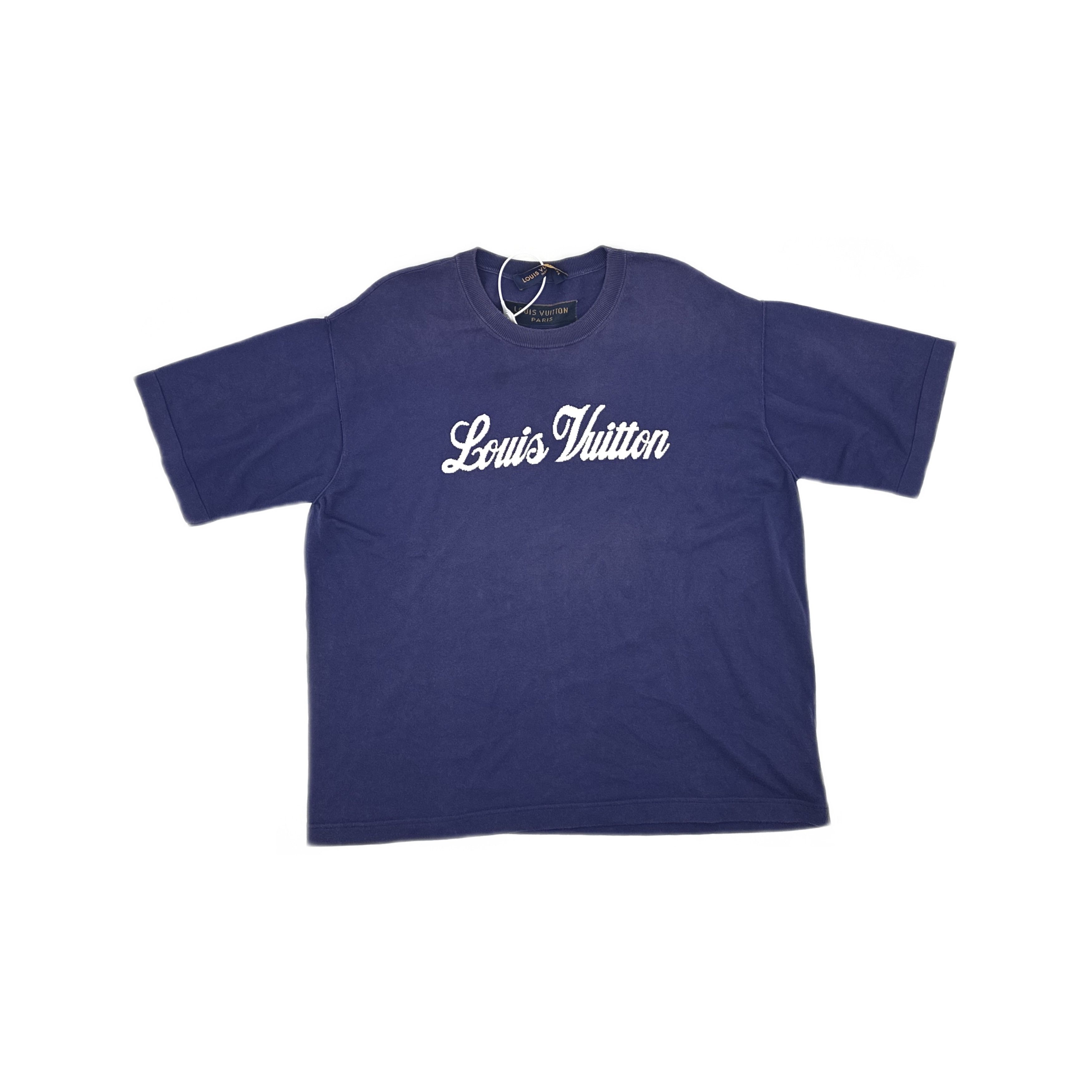 Louis Vuitton Louis Vuitton Script Logo T-Shirt Blue XL Size US XL / EU 56 / 4 - 1 Thumbnail
