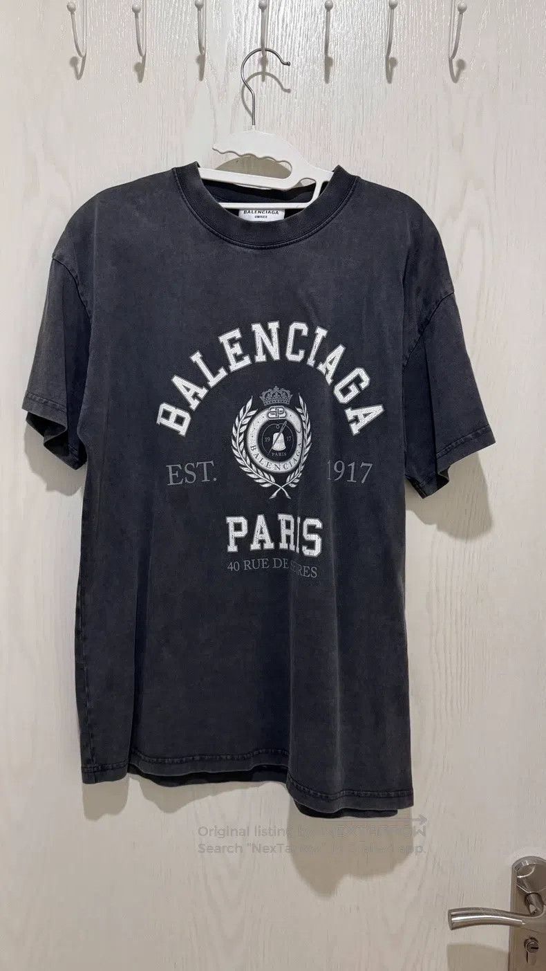 Balenciaga Balenciaga Crown Wheat Carbon Grey Short Sleeve T-Shirt, X Size US XS / EU 42 / 0 - 1 Thumbnail