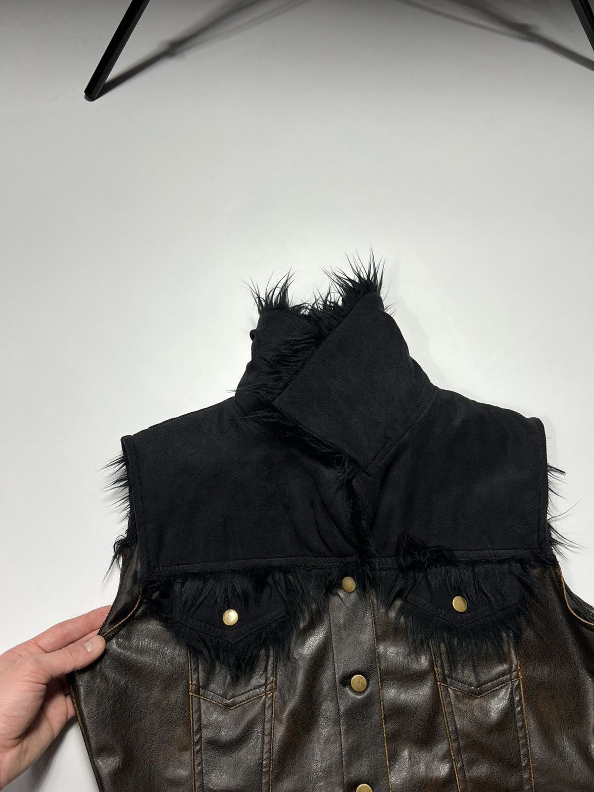 Hysteric Glamour Rare Y2K Leather Vest With Fur Collar Hood Hype Size L / US 10 / IT 46 - 5 Thumbnail