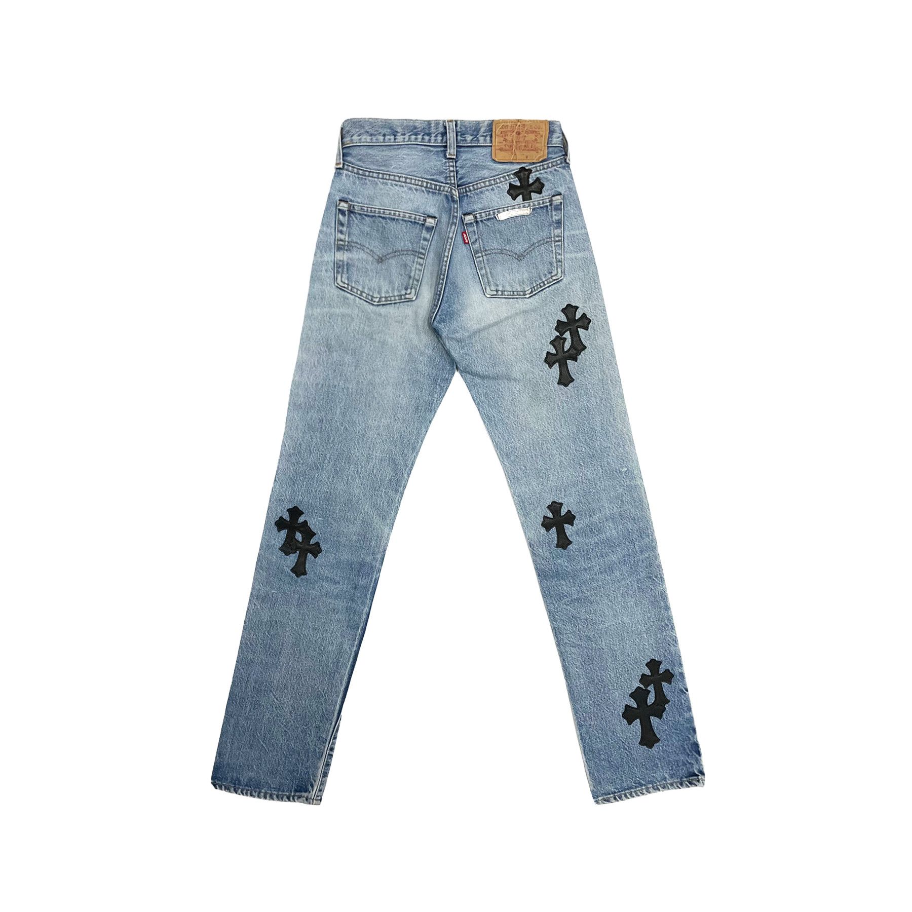 Chrome Hearts Chrome Hearts Levi's 501 Black Cross Leather Patch Jeans Size 26" / US 2 / IT 38 - 2 Thumbnail