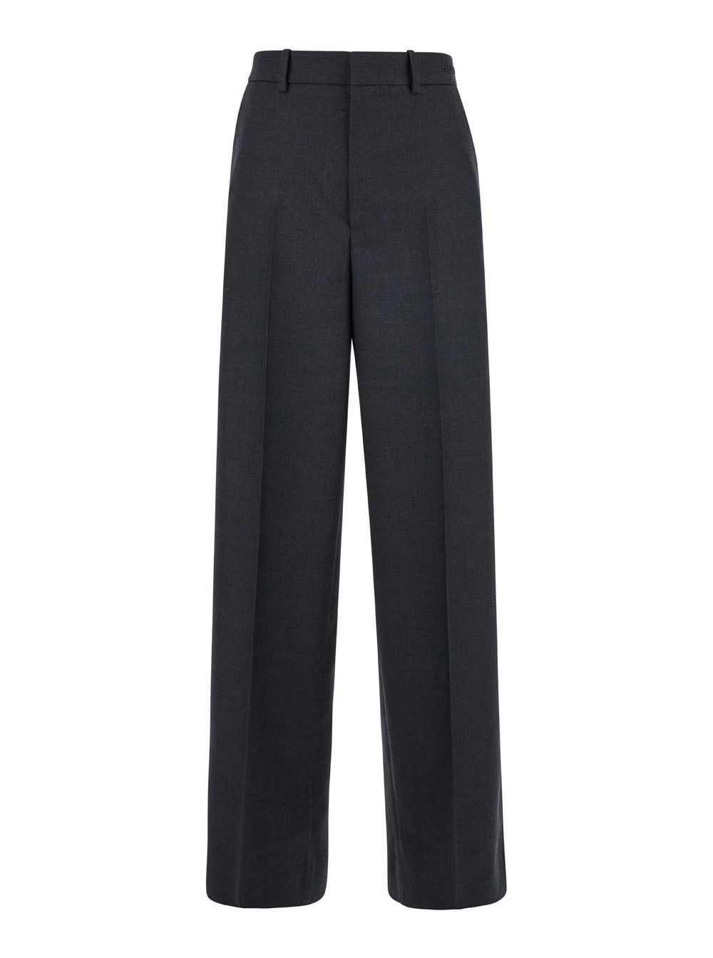 Gucci Grey Pants with Logo Lettering Detail on the Waist in Wool Woman Size 28" / US 6 / IT 42 - 1 Thumbnail