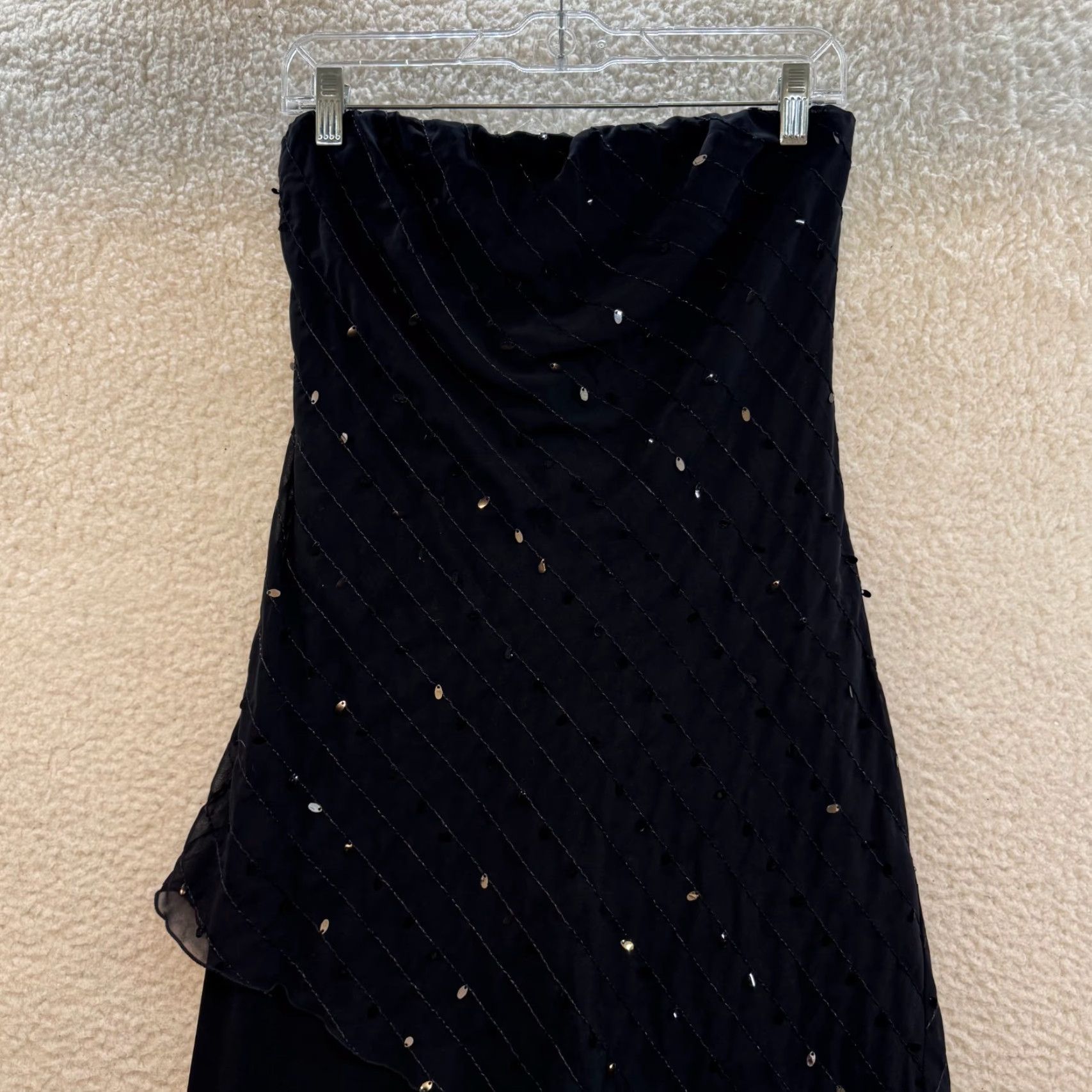 Vintage VINTAGE Y2K Strapless Jumpsuit 2 Piece Set Black Sequin Wide Leg Jumpsuit Medium Large Size 36" / US 14 / IT 50 - 3 Thumbnail