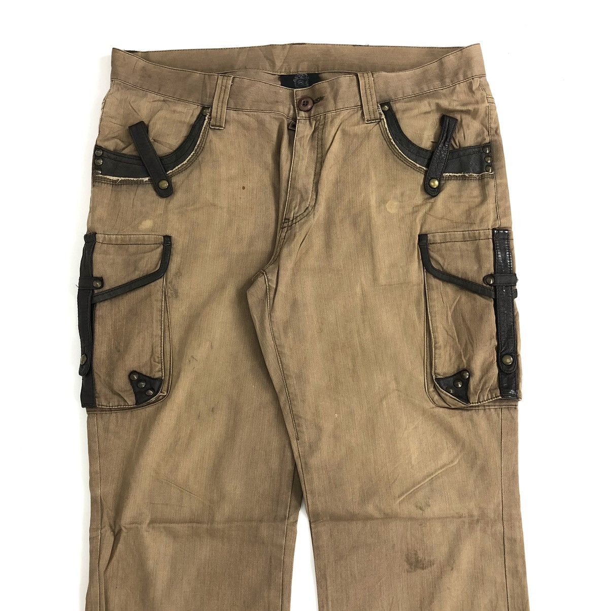 If Six Was Nine × Japanese Brand × semanticdesign 2000s Semantic Design Studded Flared Punkgoth Style Pants Size US 36 / EU 52 - 3 Thumbnail