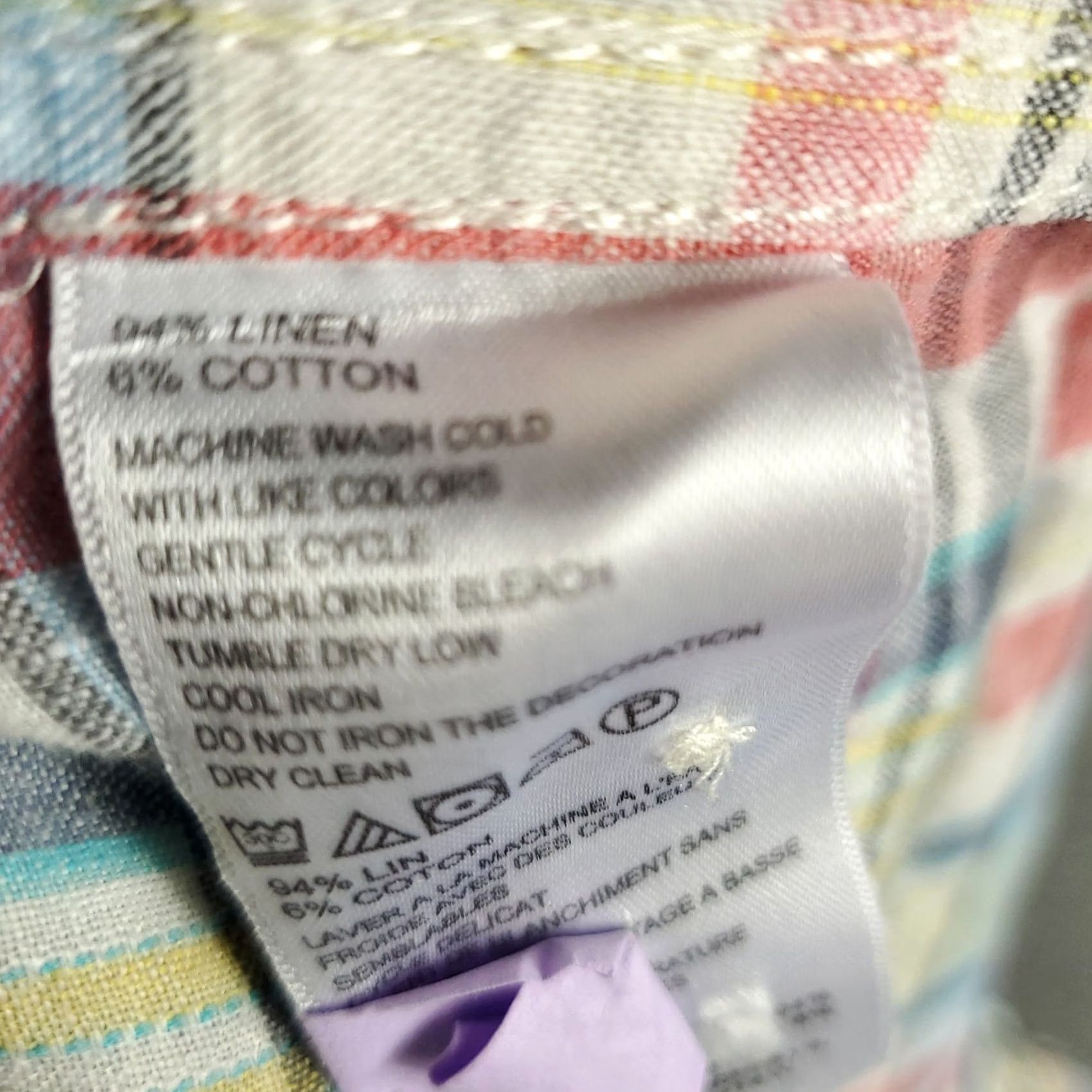 Tommy Bahama Tommy Bahama Shirt Mens Large Pink Blue Linen Plaid Hawaiian Button Up Shirt Size US L / EU 52-54 / 3 - 6 Thumbnail