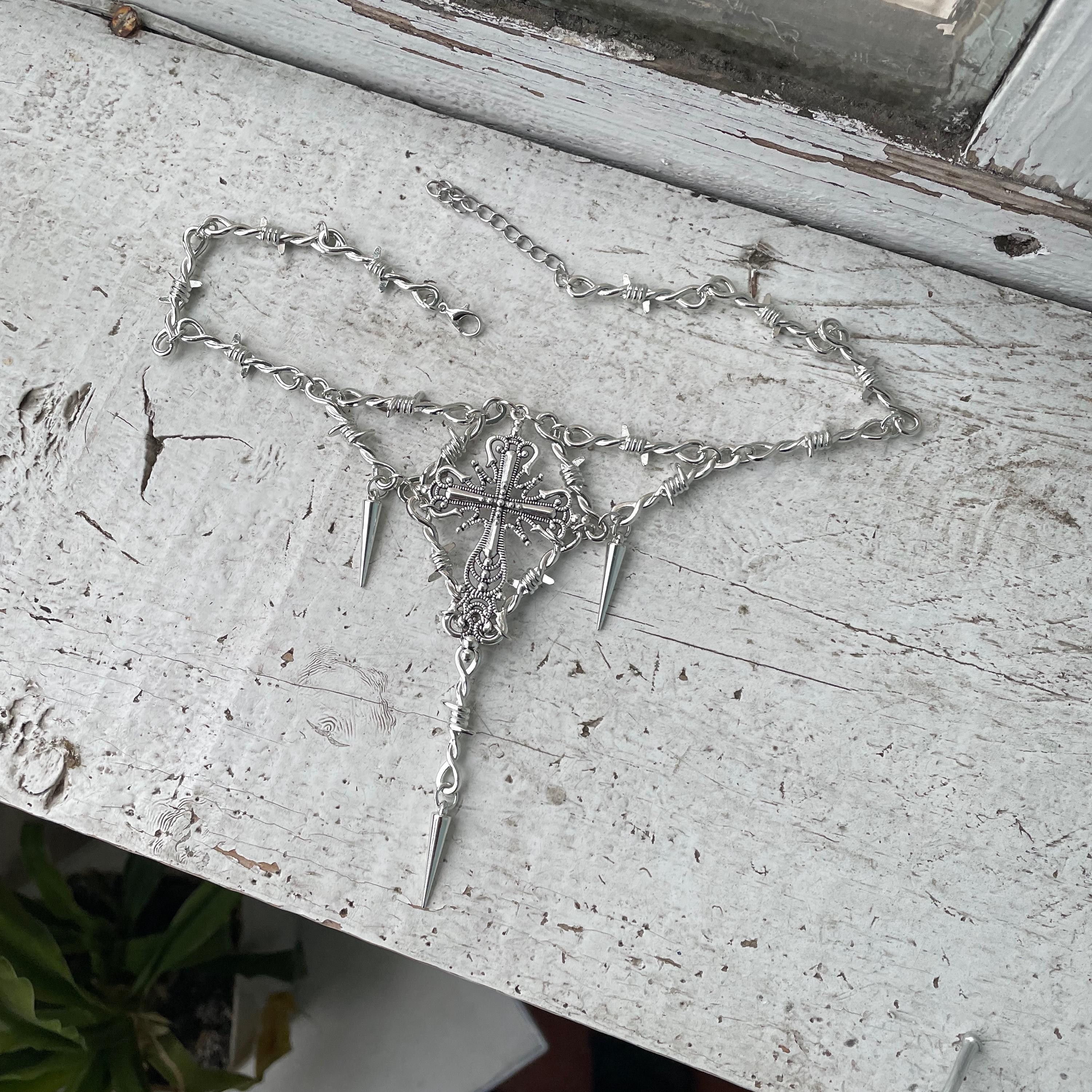 Other Goth Cross Necklace y2k drunge alt opium Rare gift Size ONE SIZE - 1 Thumbnail