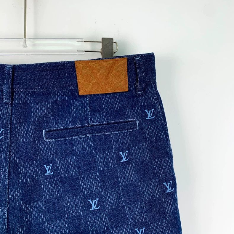 Louis Vuitton Louis Vuitton 24 navy blue logo embroidered checkerboard c Size US 32 / EU 48 - 5 Thumbnail