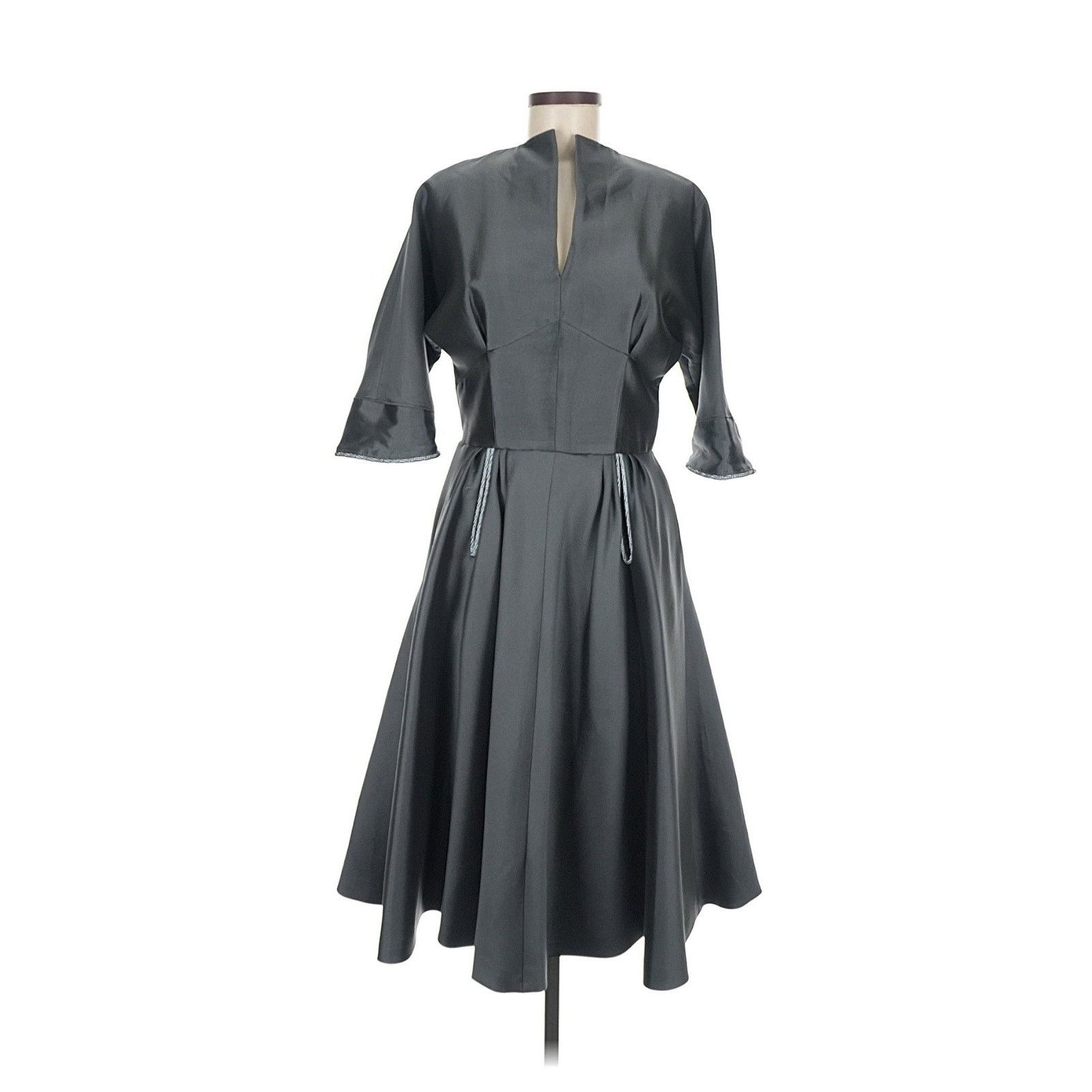 Other Ricorso Silver Darted Bodice Dress Silk Wool 8 Size M / US 6-8 / IT 42-44 - 2 Thumbnail