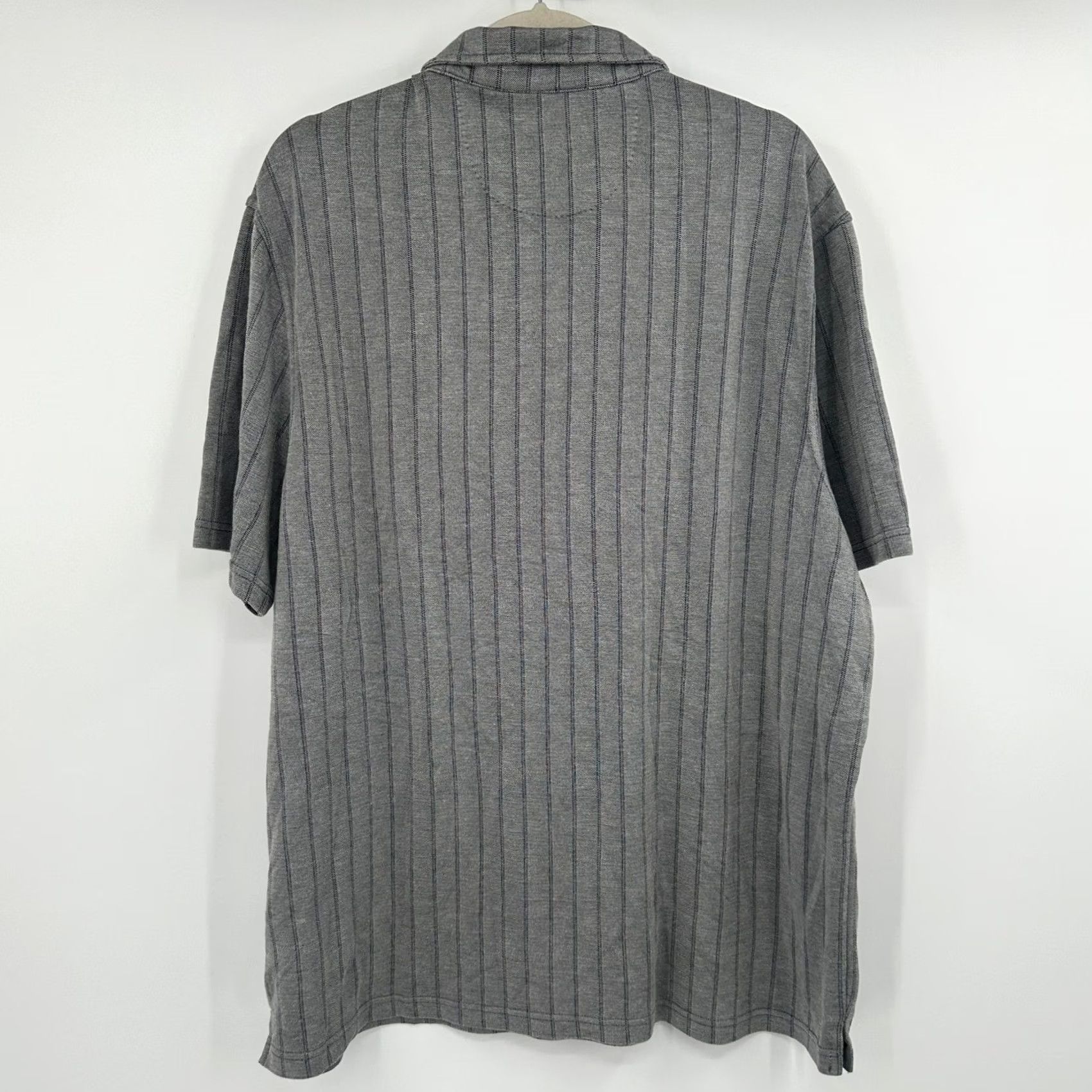 Nat Nast Nat Nast Mens Gray Striped Short Sleeve Polo Shirt XXL Rayon Polyester Polo Striped Shirt Mens 2XL Classic Breathable Size US XXL / EU 58 / 5 - 6 Thumbnail