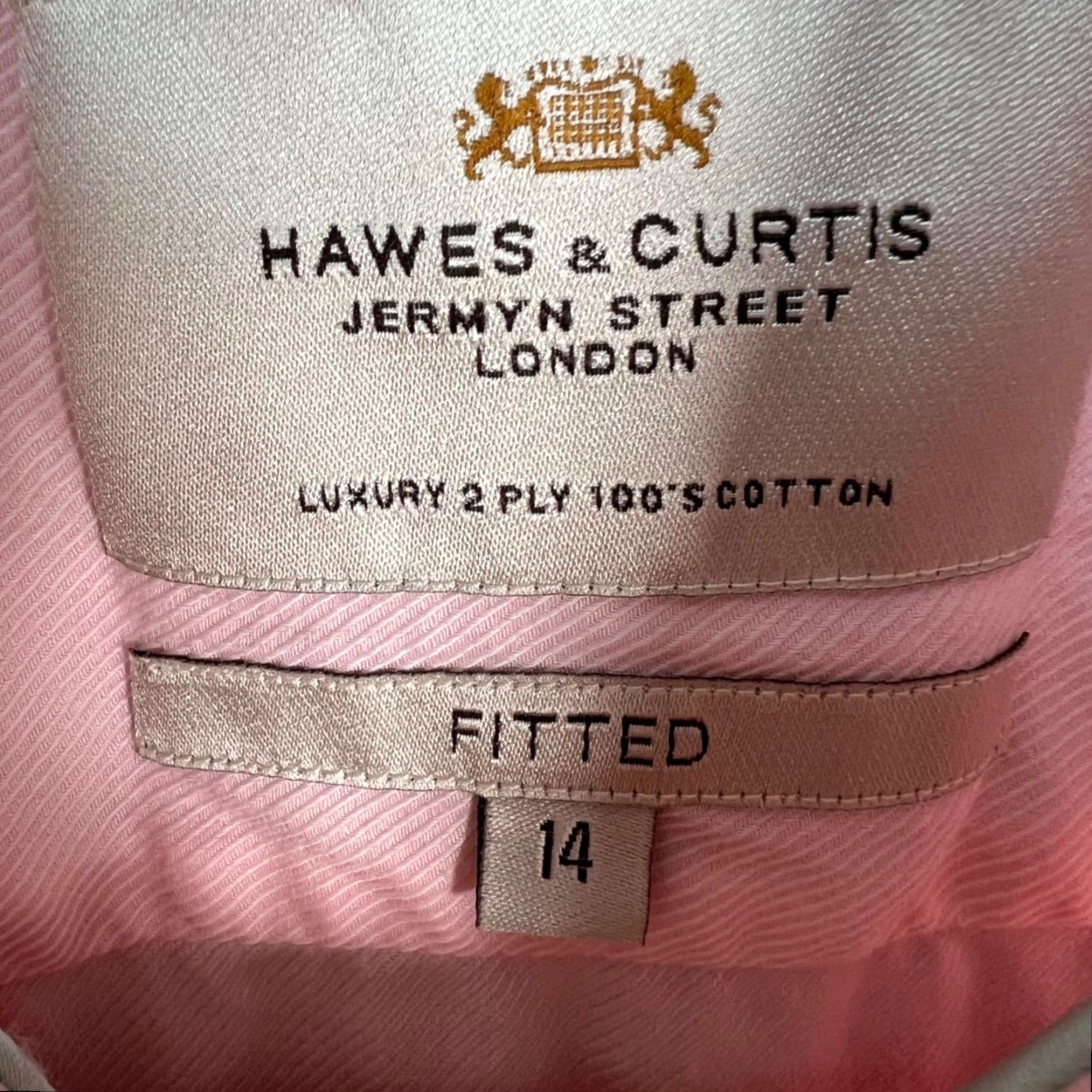 Pinko Hawes & Curtis Womens 14 Pink Fitted Button-Up Shirt 100% Cotton Long Sleeve Shirt Adult Womens 14 Pink Cotton 100% Button-Up Womens Size XL / US 12-14 / IT 48-50 - 3 Thumbnail