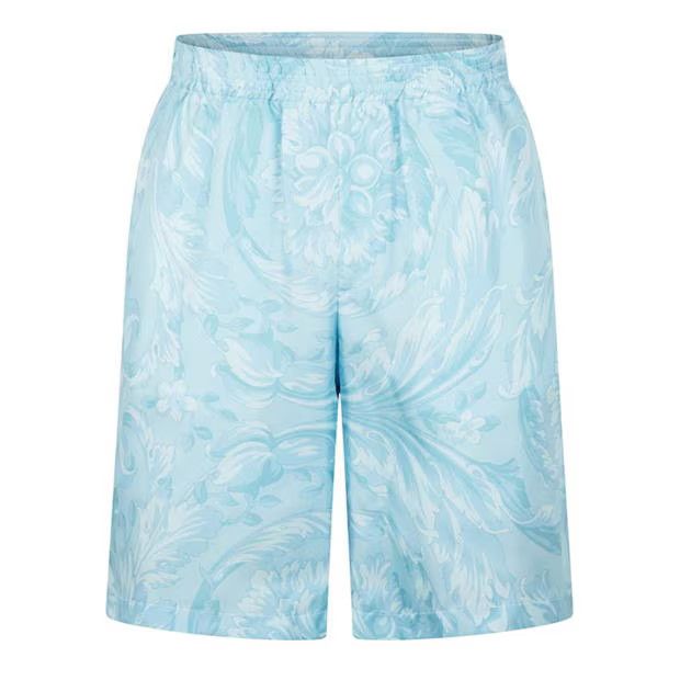 Versace o1g2r1mq0824 Barocco Silk Shorts in Pale Blue Size US 28 / EU 44 - 1 Thumbnail