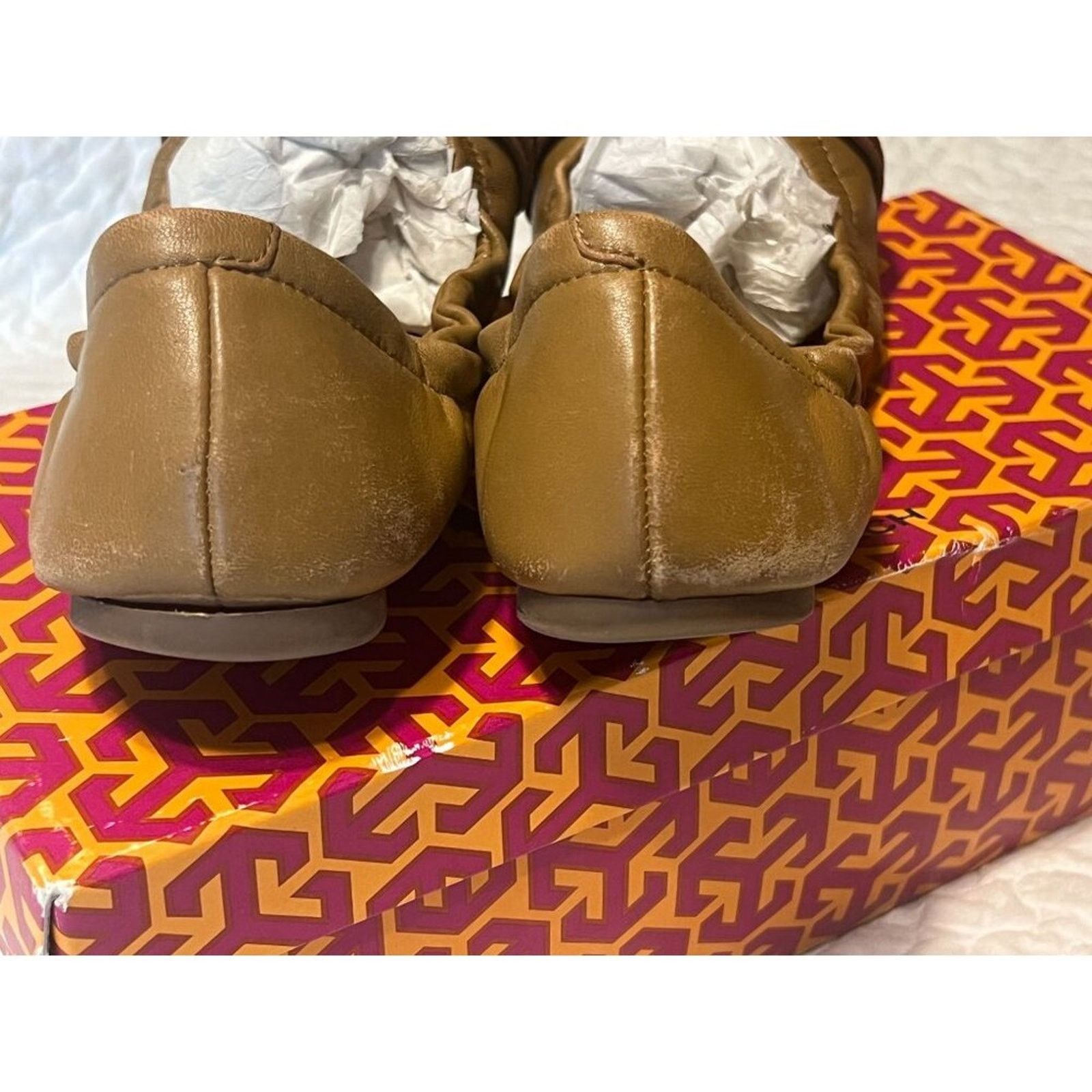Tory Burch TORY BURCH Ambrose Ballet Flats Leather Camel Brown Gold 7 B Size US 7 / IT 37 - 9 Thumbnail