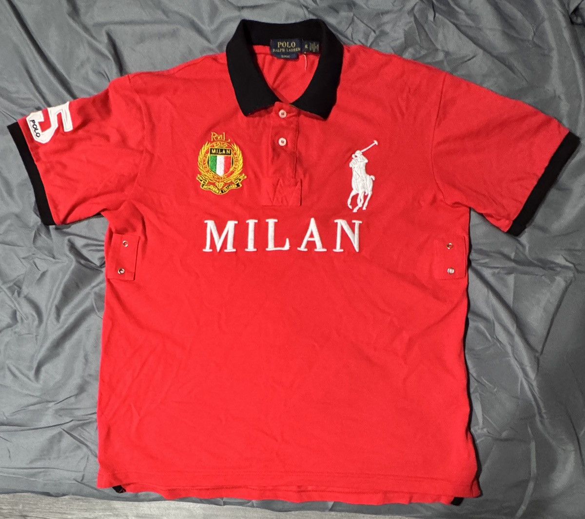 Polo Ralph Lauren Vintage Polo Ralph Lauren Milan Red Black Polo Shirt Size US XL / EU 56 / 4 - 1 Thumbnail