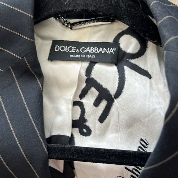 Dolce & Gabbana × Vintage Dolce and Gabbana Pinstriped Cotton Wide Lapel Tailored Blaz Size M / US 6-8 / IT 42-44 - 2 Thumbnail