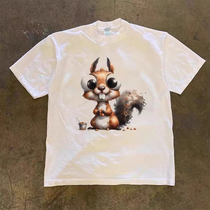 Japanese Brand × Vintage Hip Hop Cartoon Squirrel Printed Casual Short Sleeve T-Shirt Size US XL / EU 56 / 4 - 3 Thumbnail