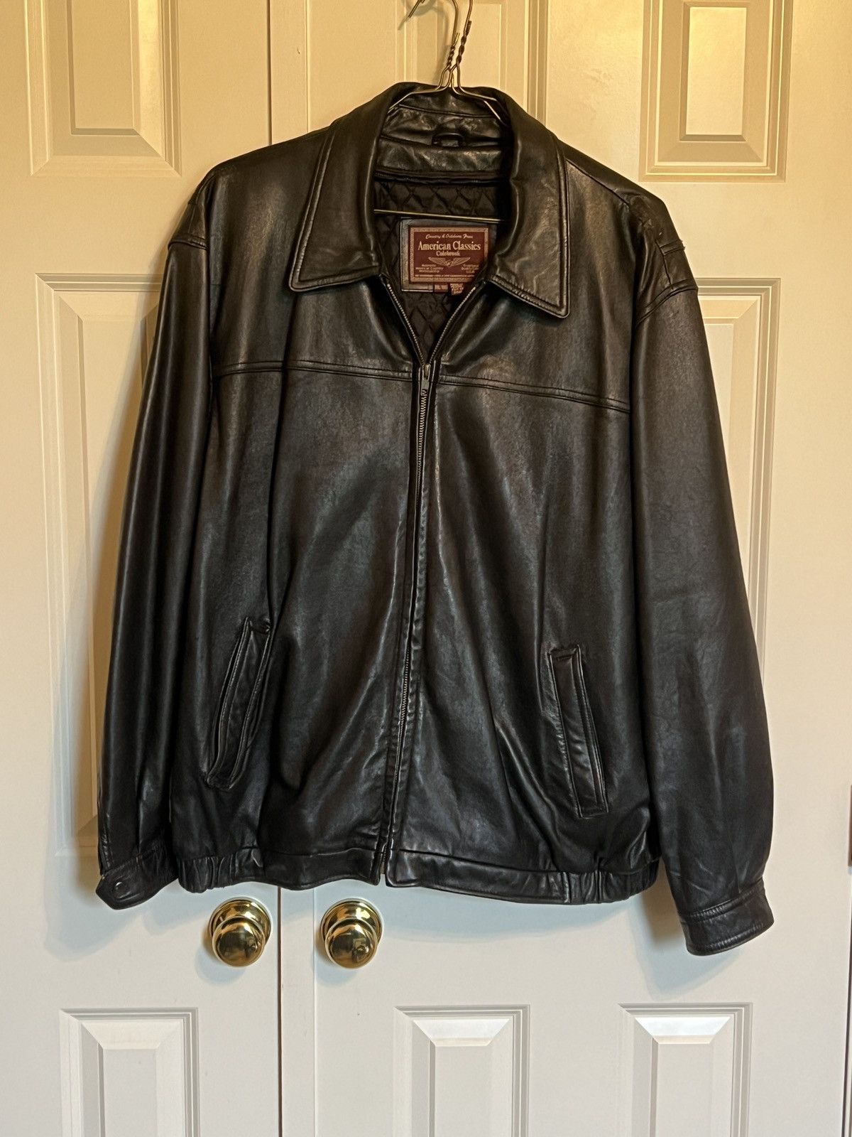 image of Vintage Colebrook Leather Jacket Black Leather Biker Mens (Size 2XL)