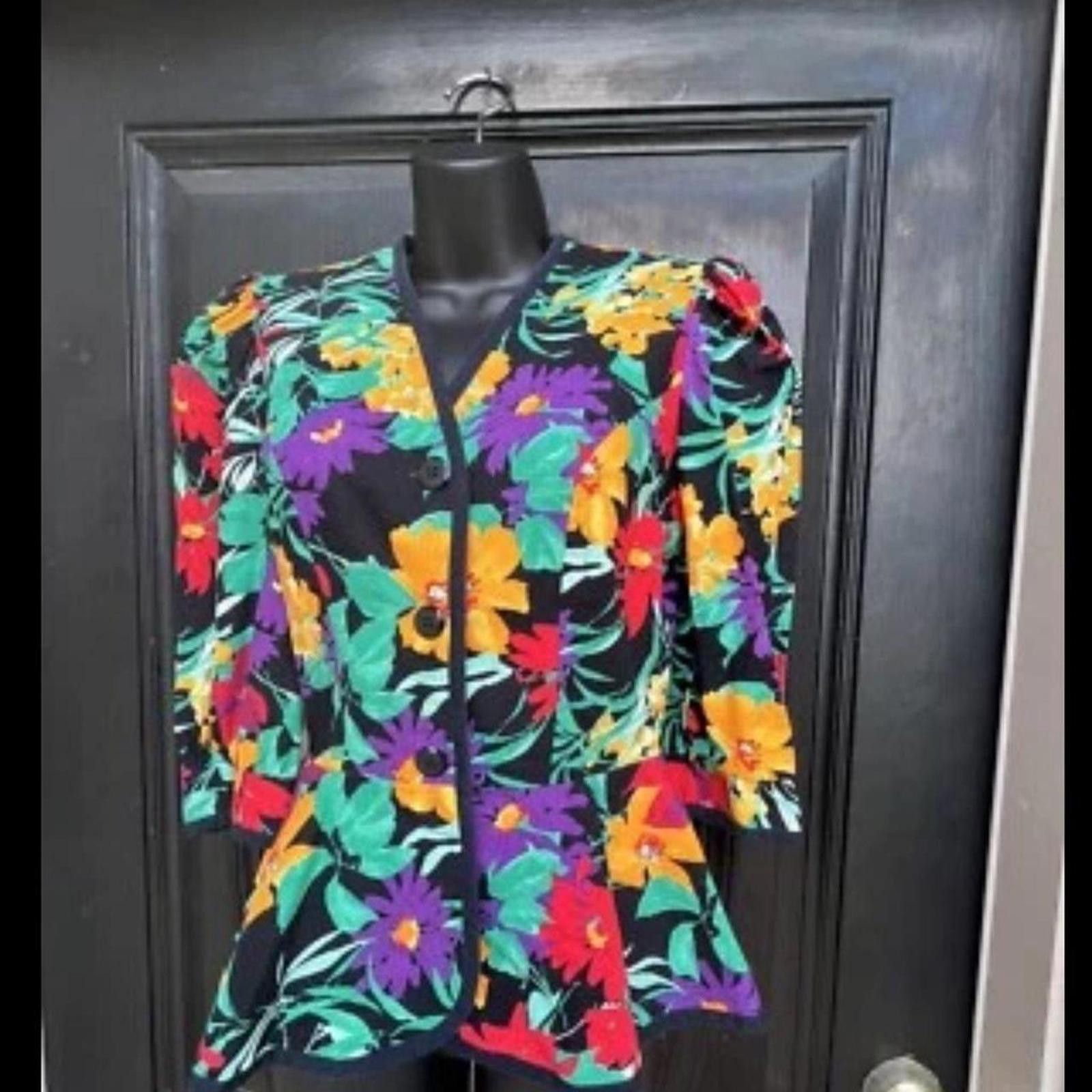 Other Lady Carol Women floral Blazer 2/4 Petites vintage Size XS / US 0-2 / IT 36-38 - 1 Thumbnail