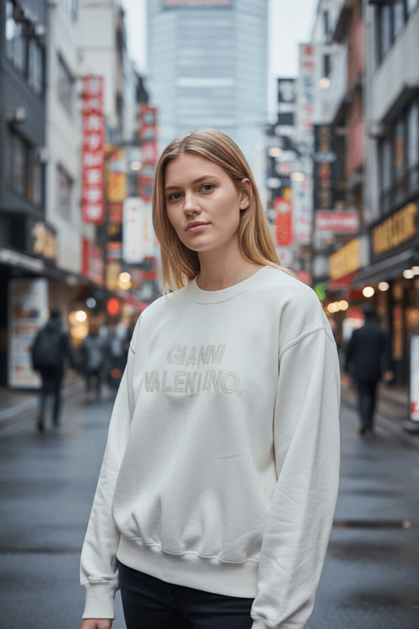 Japanese Brand GIANNI VALENTINO Big Spell Out Logo Sweatshirts Jumper Size M / US 6-8 / IT 42-44 - 1 Thumbnail