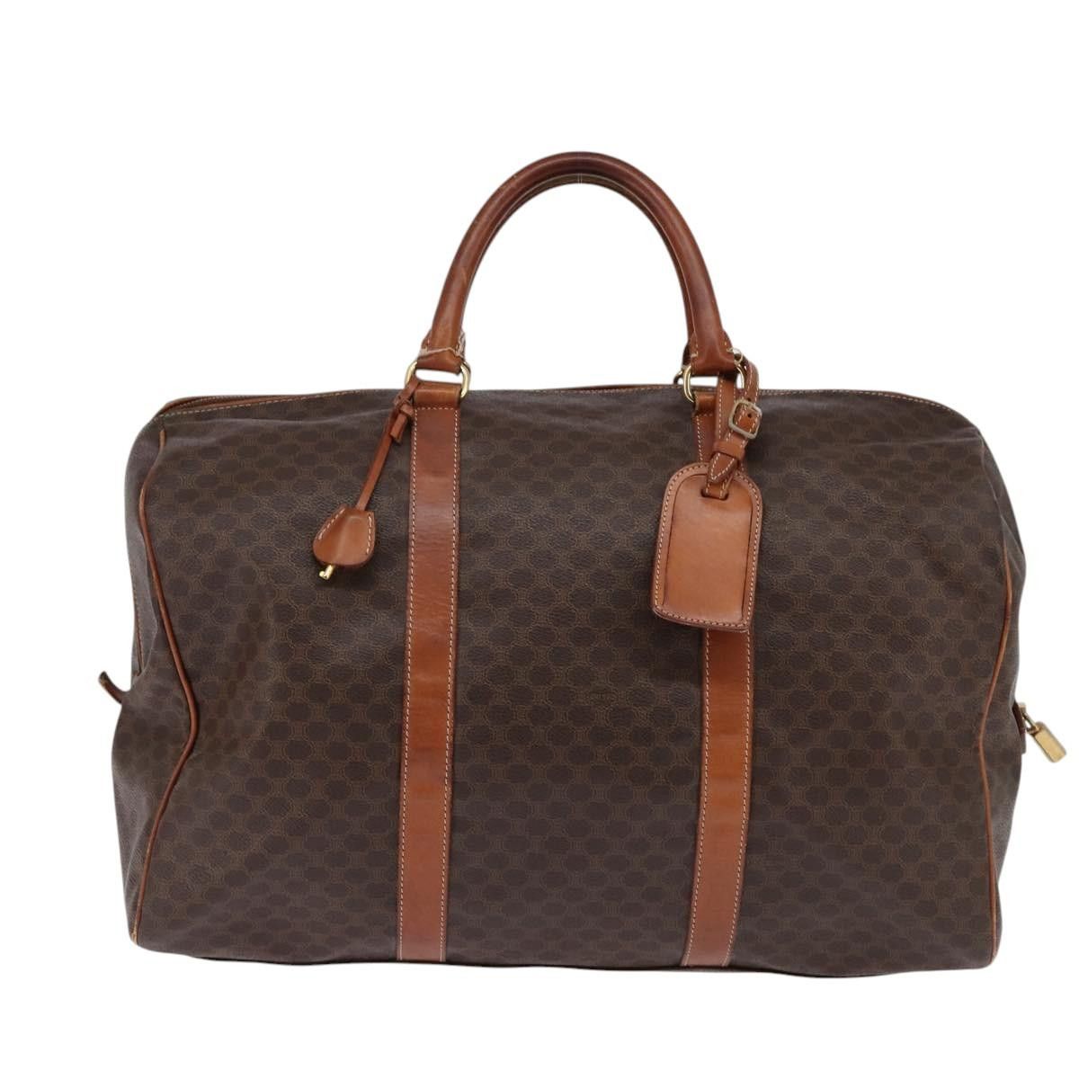 Celine CELINE Macadam Canvas Boston Bag Pvc Leather Brown Gold Size ONE SIZE - 3 Thumbnail