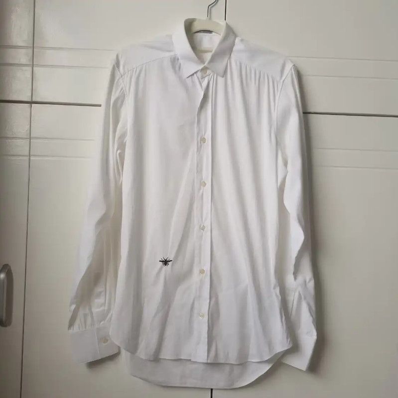 Dior Dior White Cotton Embroidered Long Sleeve Shirt 0089 Size US L / EU 52-54 / 3 - 1 Thumbnail