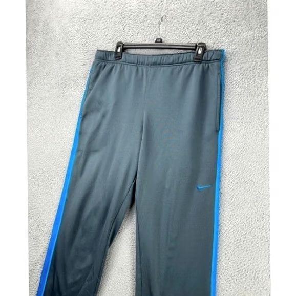 Nike Nike Therma-Fit Sweatpants Mens Large Grey Blue Straight Leg Drawstring Swoosh Size US 33 - 7 Thumbnail