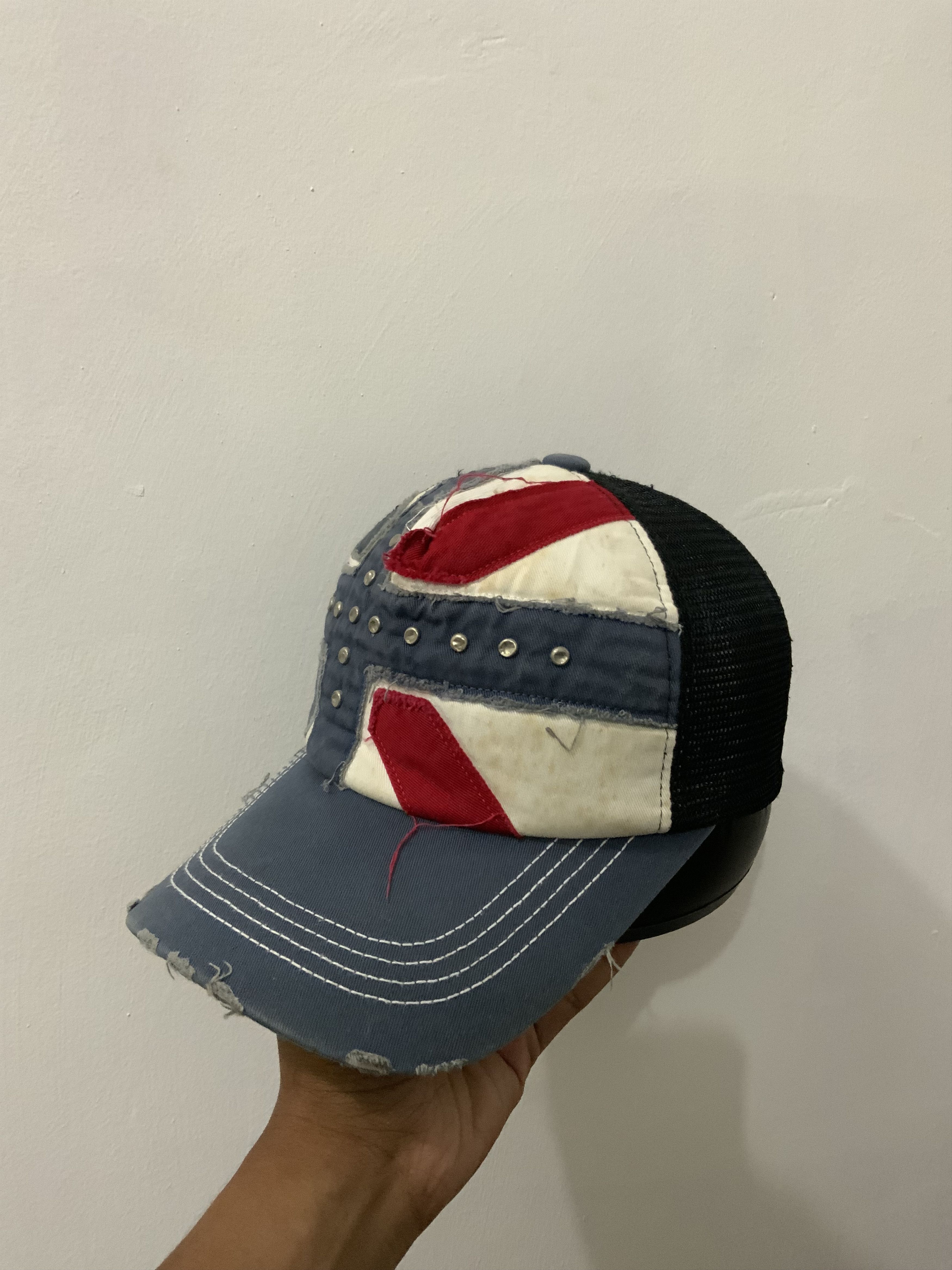 Japanese Brand Distressed Flag Avant Garde Trucker Hat Cap Size ONE SIZE - 2 Thumbnail