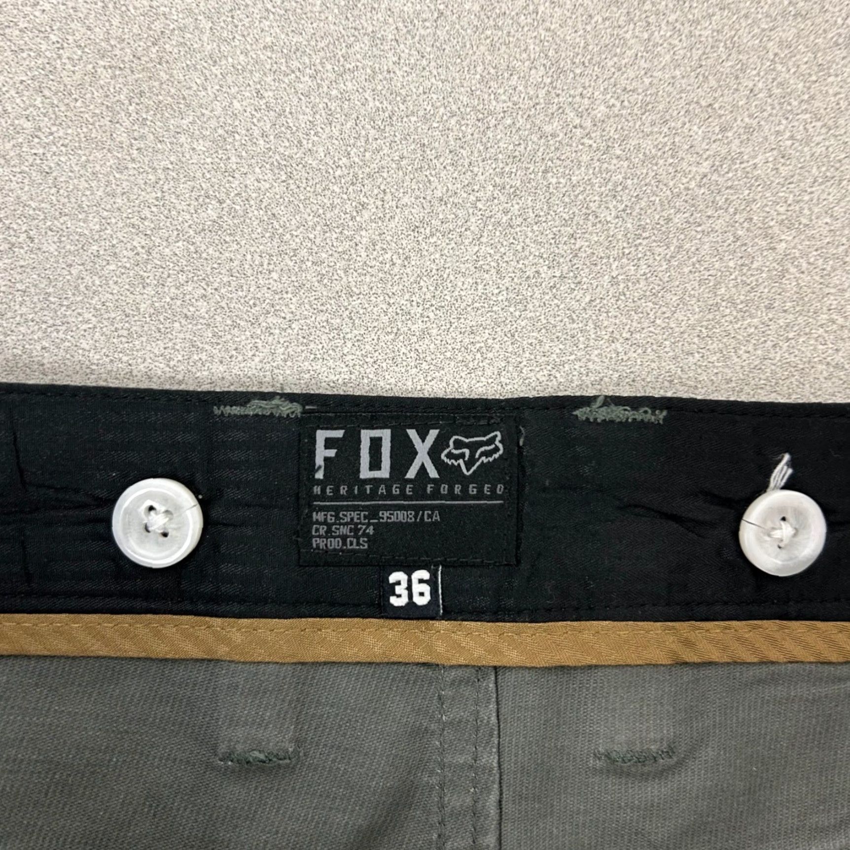 Vintage Fox Heritage Forged Pants Flat Front Slim Chino 36x32 Grey Mens Casual Workwear 5-Pocket Button Zip Stitching Size US 36 / EU 52 - 4 Thumbnail