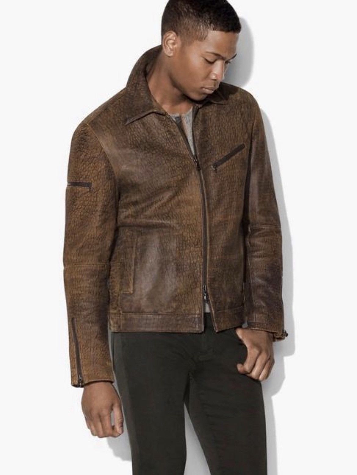 John Varvatos Distressed Leather Jacket medium . Size US M / EU 48-50 / 2 - 1 Thumbnail
