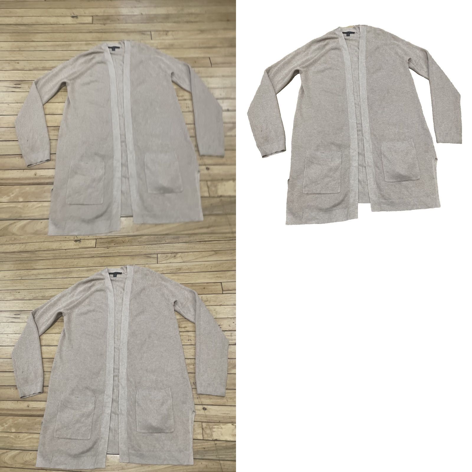 Vintage Cyrus Women M Open Front Cardigan Sweater Beige Tan Longline Chore Pockets Boho Size M / US 6-8 / IT 42-44 - 11 Thumbnail