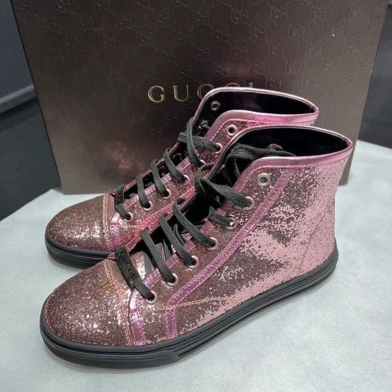 Gucci Gucci Sequin High-Top Sneakers in Pink 0079 Size US 5.5 / EU 38 - 1 Thumbnail