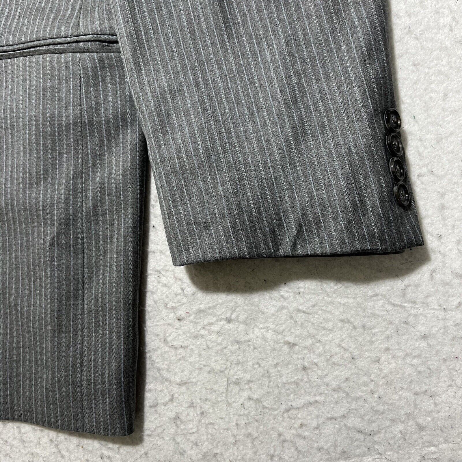 Hickey Freeman Hickey Freeman 44R Worsted Wool Gray Pinstripe Suit Jacket Size 44R - 6 Thumbnail