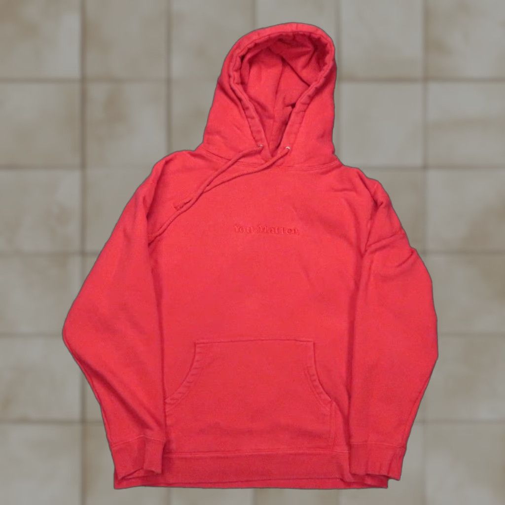 VINTAGE You Matter Hoodie Mens Medium Pullover Fleece Red Pockets Hooded 2020s