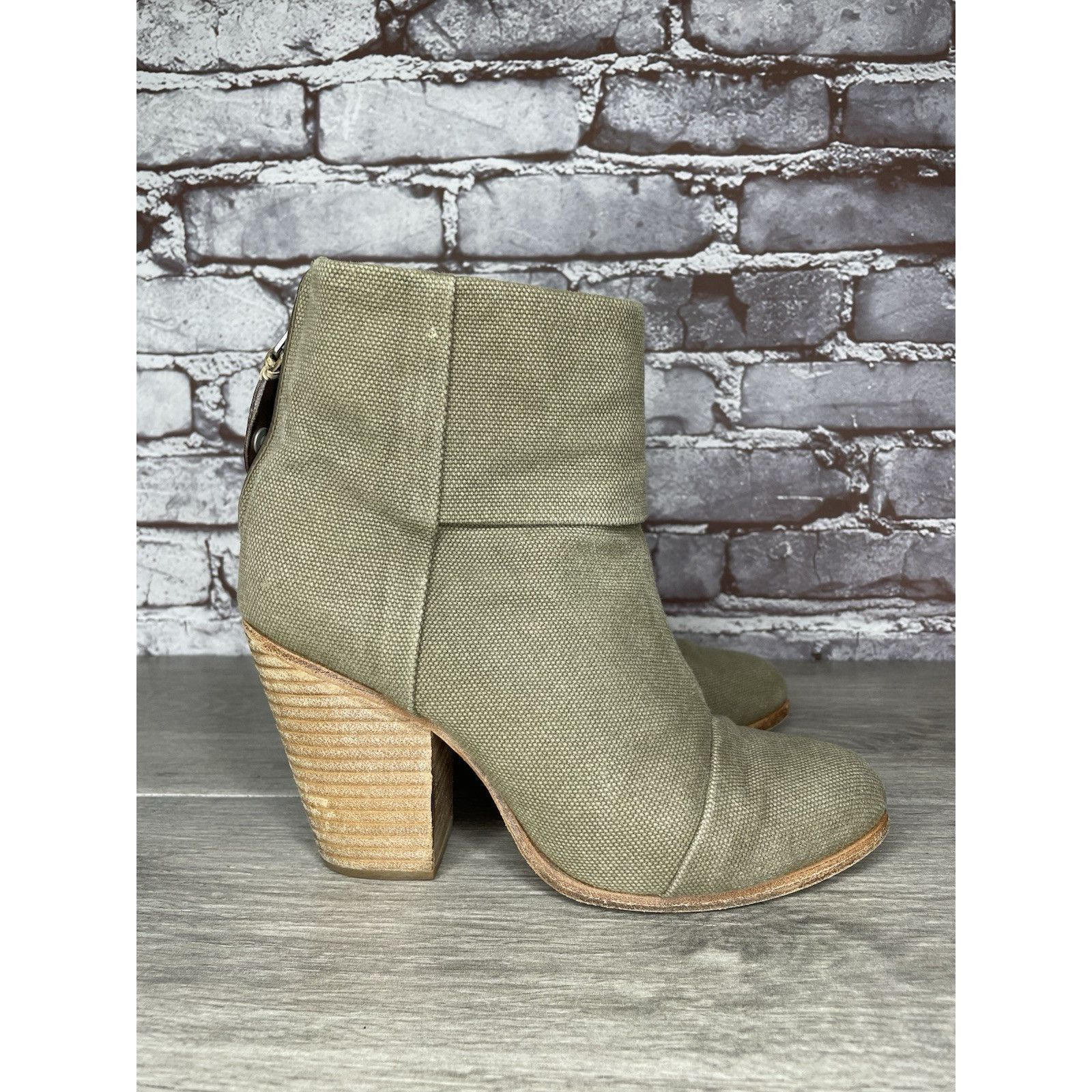 Rag & Bone Rag & Bone Newbury Green Canvas Back Zip Ankle Boots Booties Size US 7.5 / IT 37.5 - 10 Thumbnail