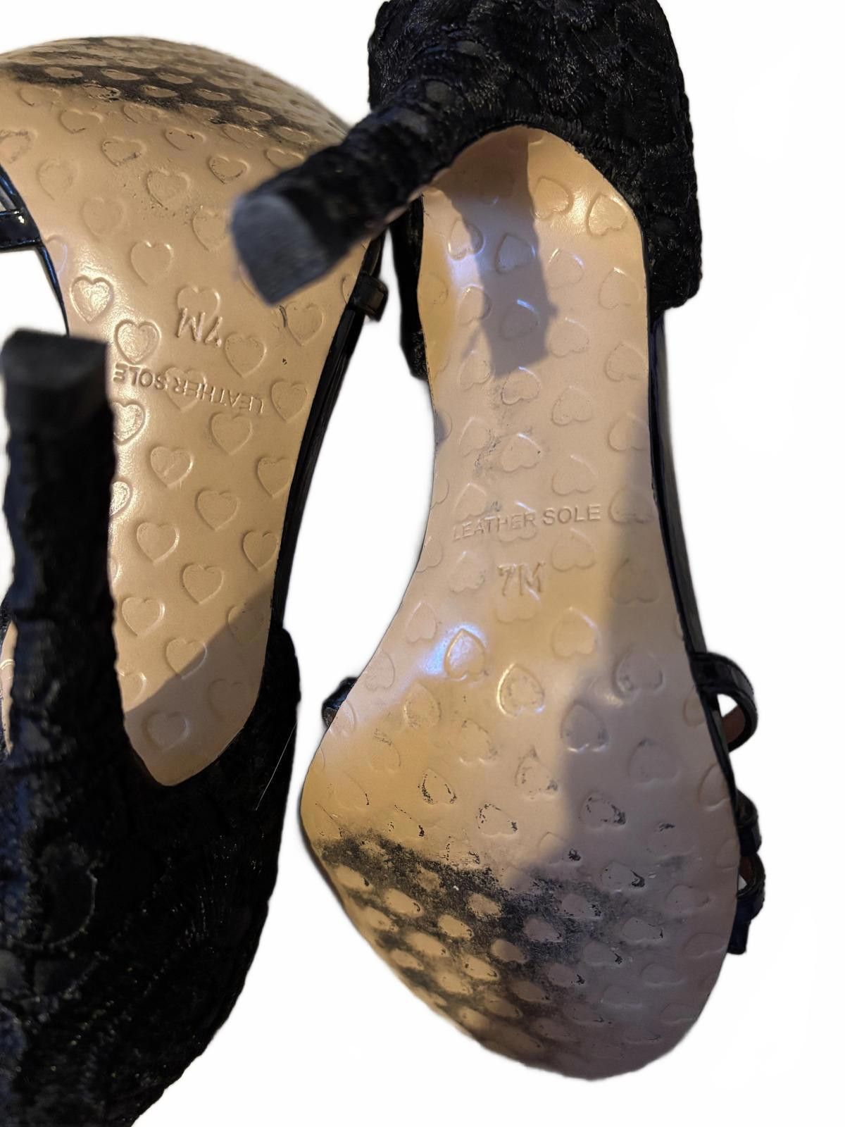 Other VINTAGE! Betsey Johnson Black Strappy Lace High Heel Sandals Size US 7 / IT 37 - 8 Thumbnail