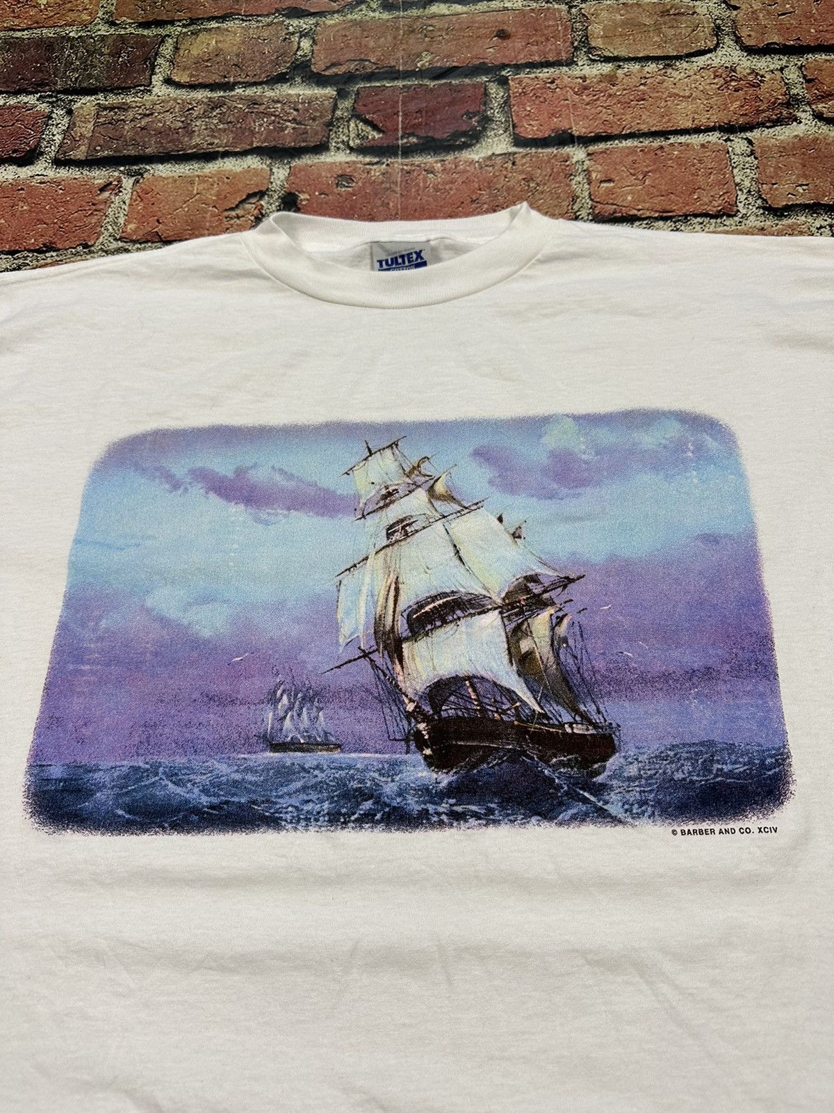 Tultex × Vintage Vintage 90s Mayflower Ship Plymouth Voyage Tee Single Stitch Size US XL / EU 56 / 4 - 3 Thumbnail