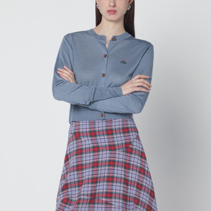 Vivienne Westwood Vivienne Westwood Ice-Blue Cropped Wool And Silk Cardigan Size M / US 6-8 / IT 42-44 - 1 Thumbnail